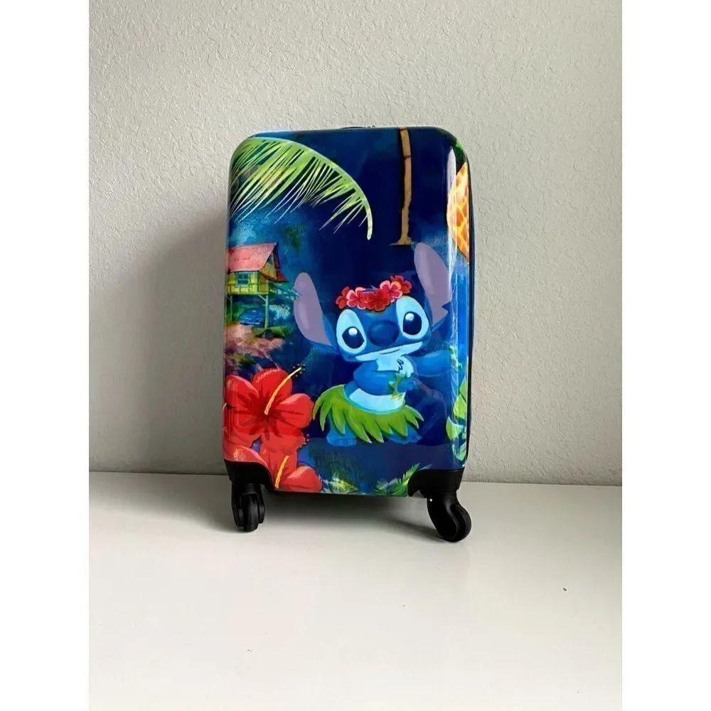Bioworld Disney Stitch Luau 20” Hardside Wheeled Spinner Suitcase Luggage NEW